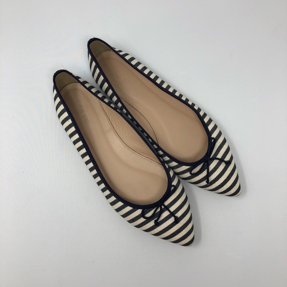 J. Crew Shoes - J. Crew Gemma Canvas Striped Pointed Toe Flats 9